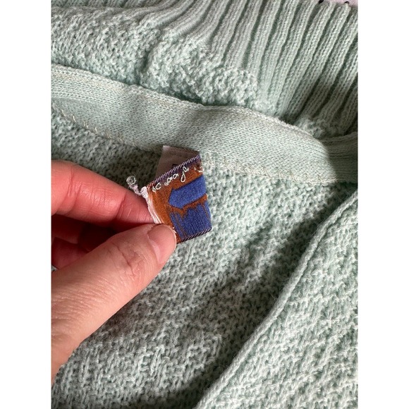 Vintage Mint Green Button Up Cardigan V Neck Fortune Knits Unsized - Picture 6 of 6